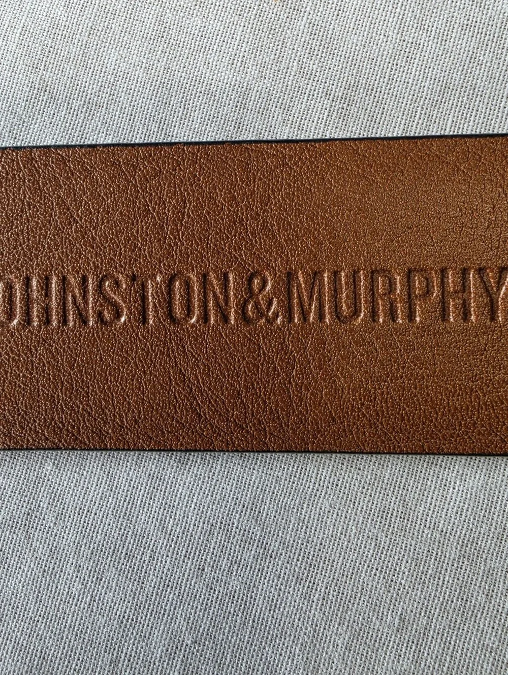 Johnston and Murphy Men's Size 34 Diagonal-Etched Tan Leather Belt MSRP $79.50